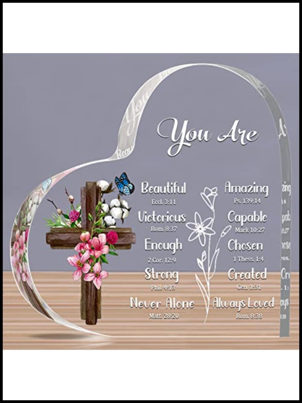 Acrylic Heart Plaque Christian Gifts for Women Religious Decor Freestanding